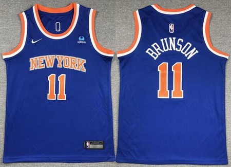 Men's New York Knicks #11 Jalen Brunson Blue Icon Sponsor Swingman Jersey