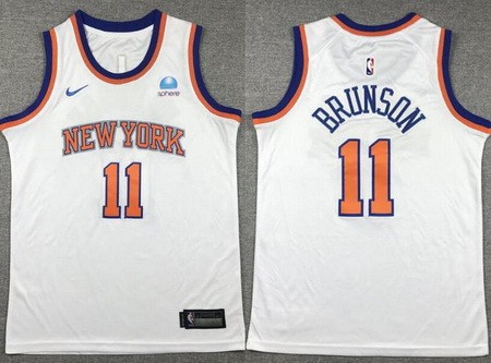 Men's New York Knicks #11 Jalen Brunson White Icon Sponsor Swingman Jersey