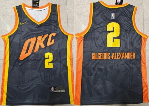 Men's Oklahoma City Thunder #2 Shai Gilgeous Alexander Navy 2023 City Icon Swingman Jersey