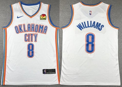 Men's Oklahoma City Thunder #8 Jalen Williams White Icon Sponsor Swingman Jersey