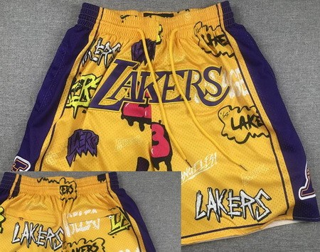 Men's Los Angeles Lakers Yellow Doodle Just Don Shorts