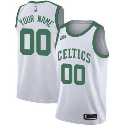 Men's Boston Celtics Custom White 75th Anniversary Stitched Swingman Jersey