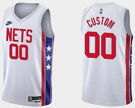 Men's Brooklyn Nets Customized White Classic Icon Swingman Jersey