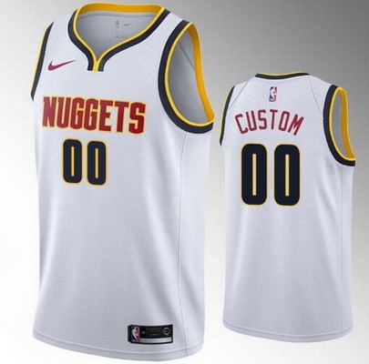 Men's Denver Nuggets Customized White Stitched Swingman Jersey