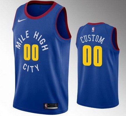 Men's Denver Nuggets Customized Blue Statement Stitched Swingman Jersey