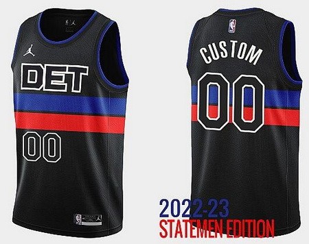 Men's Detroit Pistons Customized Black 2022 Statement Icon Swingman Jersey