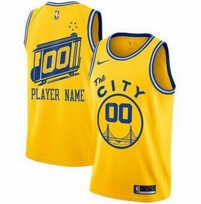 Men's Golden State Warriors Customized Yellow Classic Stitched Swingman Jersey