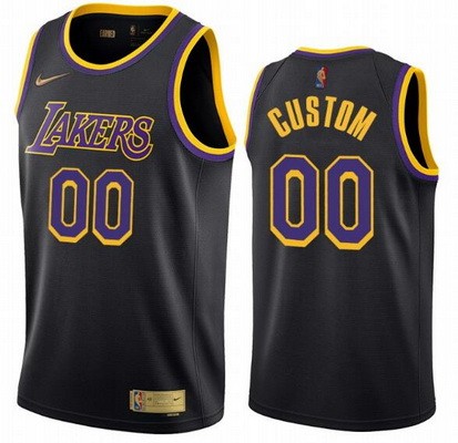 Men's Los Angeles Lakers Customized Black 2021 Earned Stitched Swingman Jersey