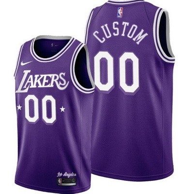 Men's Los Angeles Lakers Customized Purple 2021 City Stitched Swingman Jersey