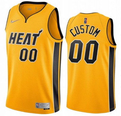 Men's Miami Heat Customized Yellow 2021 Earned Stitched Swingman Jersey