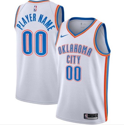 Men's Oklahoma City Thunder Customized White Stitched Swingman Jersey