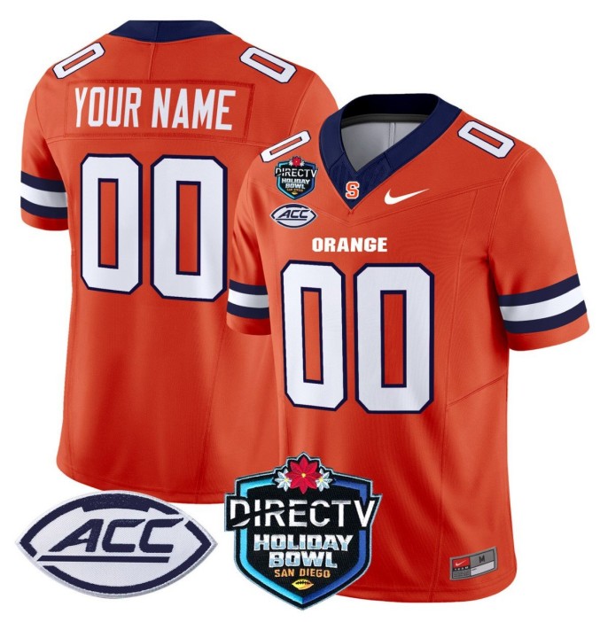 Custom Nike Syracuse Orange Jersey Name, Number 2025 Holiday Bowl Patch College NCAA Football Orange