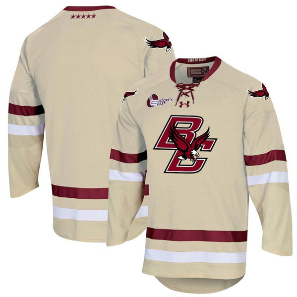 Men's Boston College Eagles Customized Cream NCAA Hockey Stitched Jersey