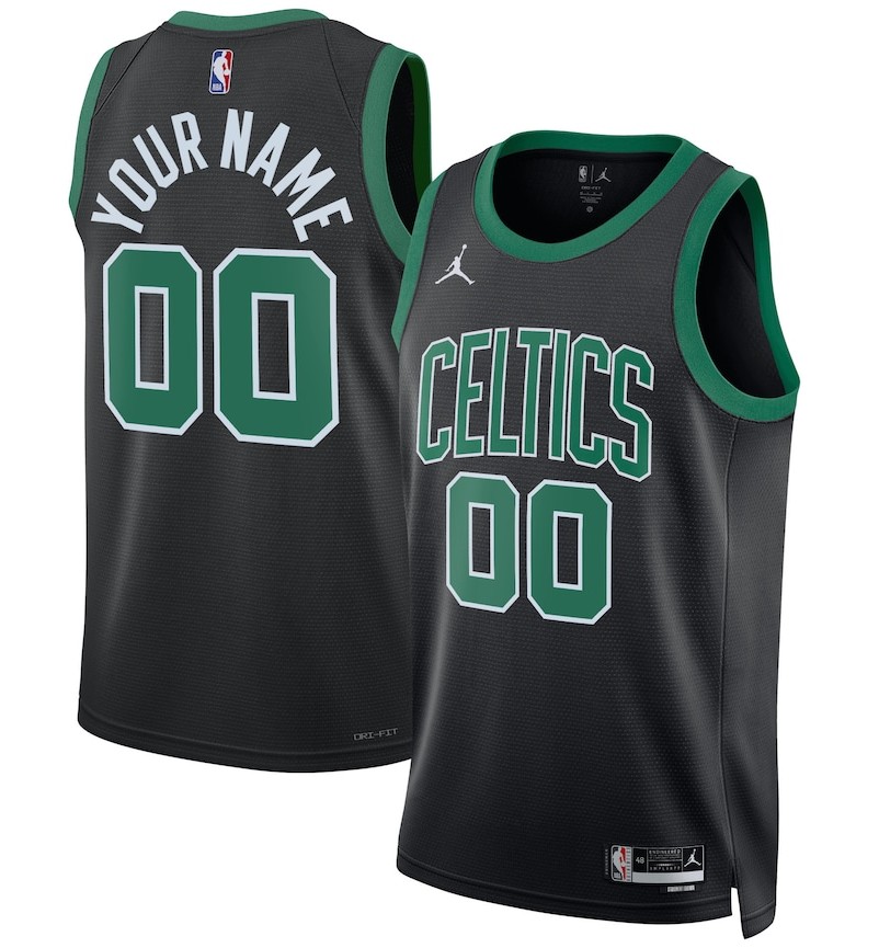 Unisex Boston Celtics Customized Black Statement Edition Heat Press Jersey