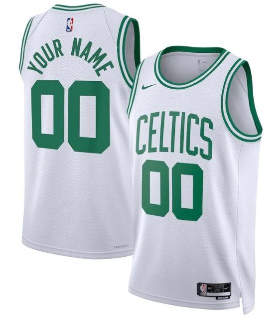 Unisex Boston Celtics Customized White Association Edition Heat Press Jersey