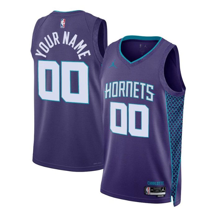 Unisex Charlotte Hornets Customized Purple 2022 Statement Icon Heat Press Jersey