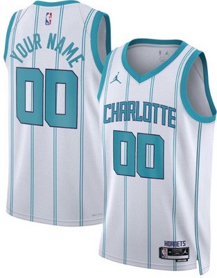 Unisex Charlotte Hornets Customized White Heat Press Jersey