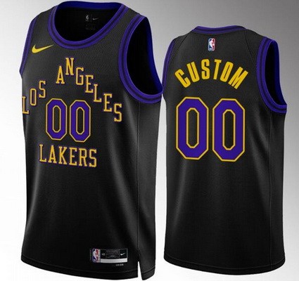 Unisex Los Angeles Lakers Customized Black 2023 City Icon Heat Press Jersey