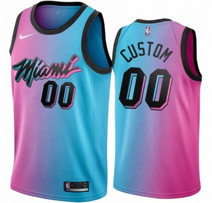 Unisex Miami Heat Customized Pink Blue 2021 City Icon Hot Press Jersey