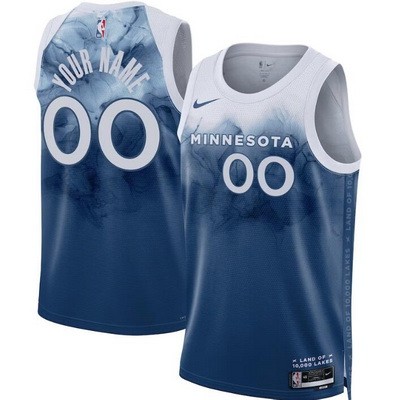 Unisex Minnesota Timberwolves Customized Blue 2023 City Icon Heat Press Jersey