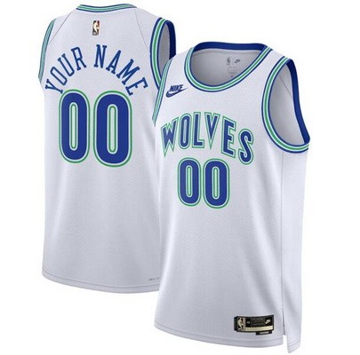 Unisex Minnesota Timberwolves Customized White Classic Icon Heat Press Jersey