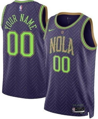 Unisex New Orleans Pelicans Customized Purple 2024 City Heat Press Jersey