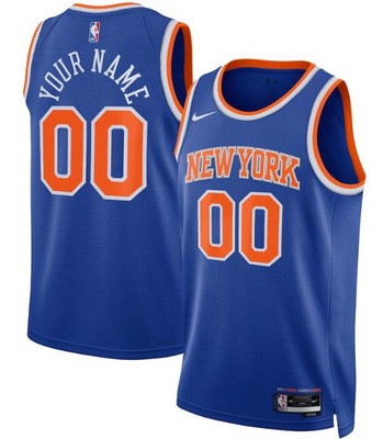 Unisex New York Knicks Customized Blue 2023 Icon Heat Press Jersey