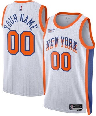 Unisex New York Knicks Customized White 2024 City Heat Press Jersey