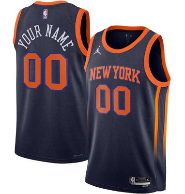 Unisex New York Knicks Customized Navy 2022 Statement Icon Heat Press Jersey