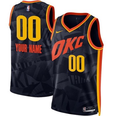 Unisex Oklahoma City Thunder Customized Black 2023 City Icon Heat Press Jersey