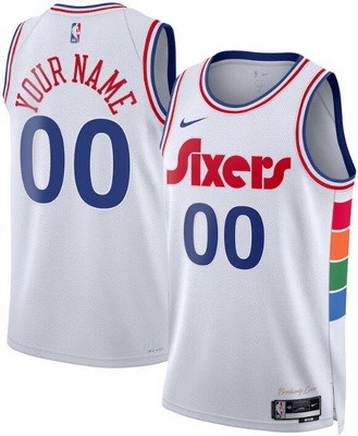 Unisex Philadelphia 76ers Customized White 2024 City Heat Press Jersey