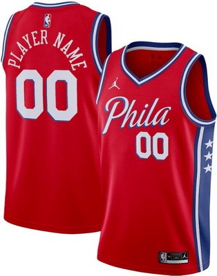 Unisex Philadelphia 76ers Customized Red Statement Heat Press Jersey