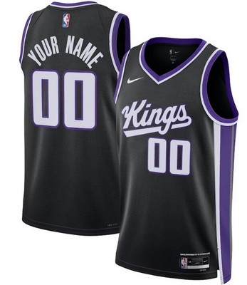 Unisex Sacramento Kings Customized Black Icon Heat Press Jersey