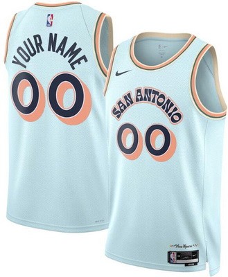 Unisex San Antonio Spurs Customized Light Blue 2024 City Heat Press Jersey