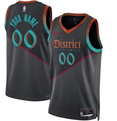 Unisex Washington Wizards Customized Black Gray 2023 City Icon Heat Press Jersey