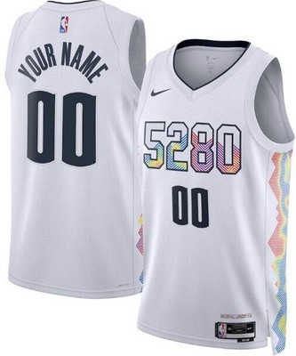 Unisex Denver Nuggets Customized White 2024 City Heat Press Jersey