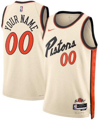 Unisex Detroit Pistons Customized Cream 2024 City Heat Press Jersey