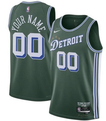 Unisex Detroit Pistons Customized Green 2022 City Icon Heat Press Jersey