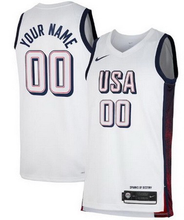 Unisex Dream 16 USA Customized White 2024 Heat Press Basketball Jersey