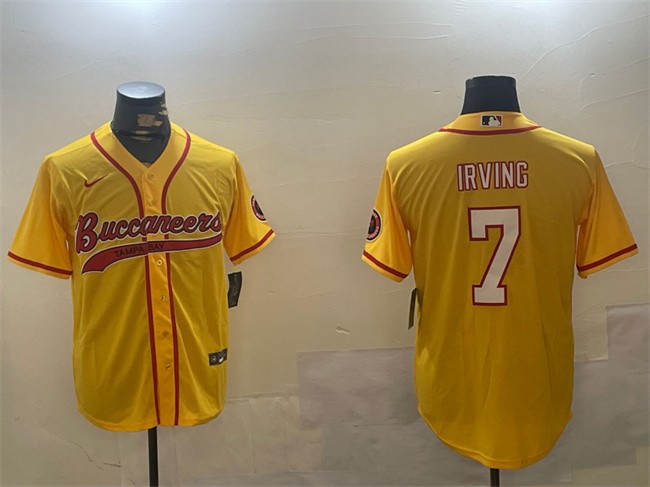 Men's Tampa Bay Buccaneers #7 Bucky Irving Gold Cool Base Stitched Baseball Jersey