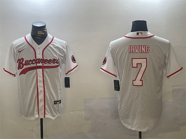 Men's Tampa Bay Buccaneers #7 Bucky Irving White Cool Base Stitched Baseball Jersey