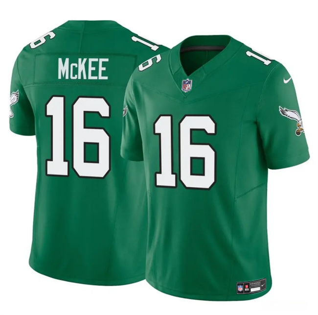 Men's Philadelphia Eagles #16 Tanner McKee Kelly Green 2024 F.U.S.E. Vapor Untouchable Limited Stitched Football Jersey