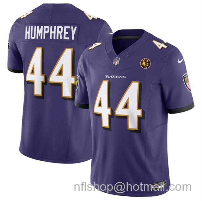 Men's Baltimore Ravens #44 Marlon Humphrey Purple 2023 F.U.S.E. With John Madden Patch Vapor Limited Stitched Football Jersey