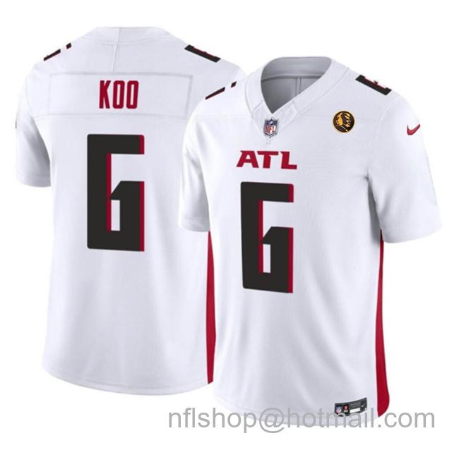 Men's Atlanta Falcons #6 Younghoe Koo White 2023 F.U.S.E. With John Madden Patch Vapor Limited Stitched Football Jersey