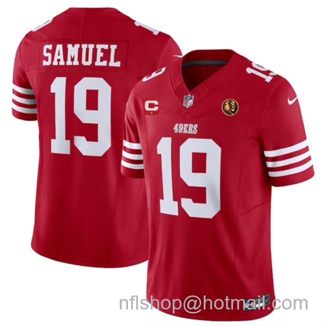 Men's San Francisco 49ers #19 Deebo Samuel Red 2023 F.U.S.E. With 1-Star C Patch And John Madden Patch Vapor Limited Stitched Football Jersey