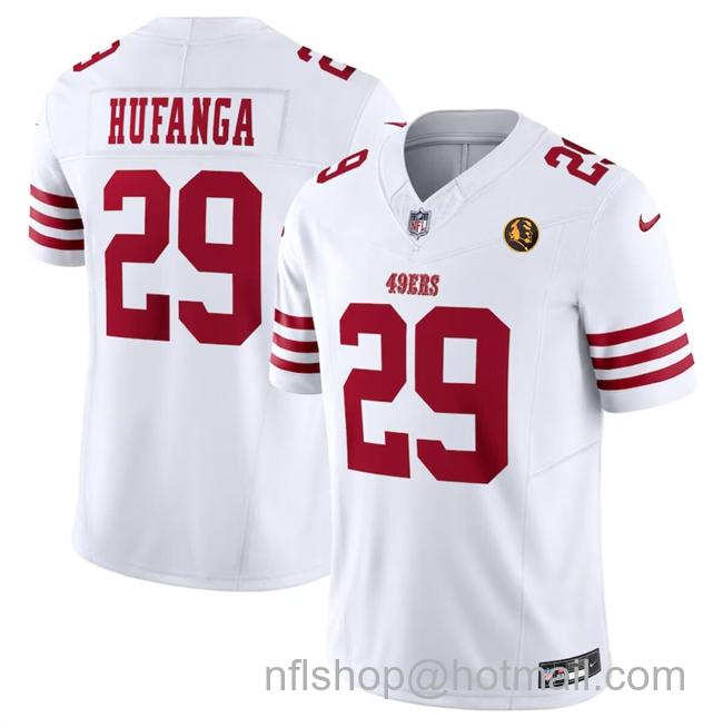 Men's San Francisco 49ers #29 Talanoa Hufanga White 2023 F.U.S.E. With John Madden Patch Vapor Limited Stitched Football Jersey