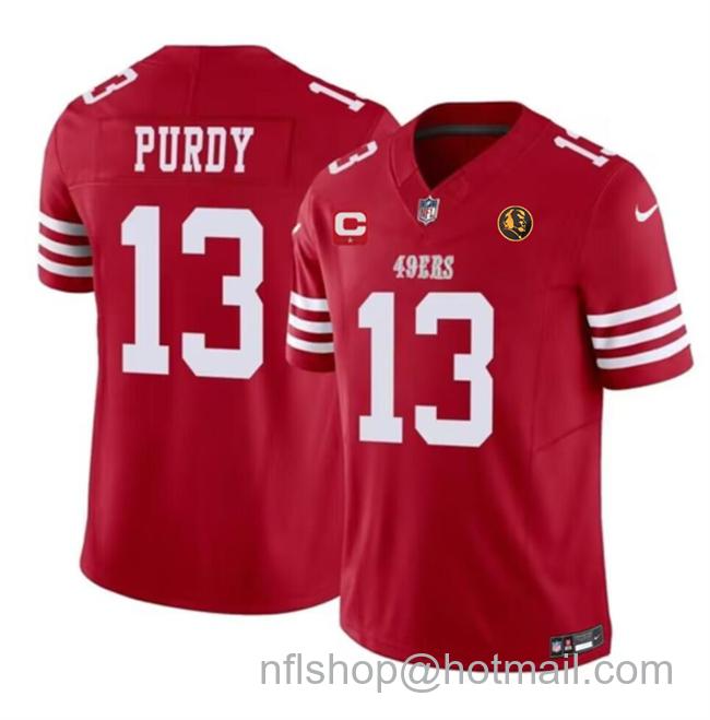 Men's San Francisco 49ers #13 Brock Purdy Red 2023 F.U.S.E. With 1-Star C Patch And John Madden Patch Vapor Limited Stitched Football Jersey