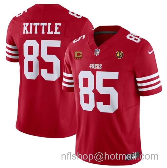 Men's San Francisco 49ers #85 George Kittle Red 2023 F.U.S.E. With 4-Star C Ptach AndJohn Madden Patch Vapor Limited Stitched Football Jersey