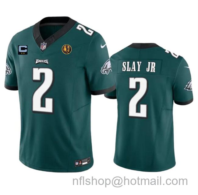 Men's Philadelphia Eagles #2 Darius Slay JR Green 2023 F.U.S.E. With 2-Star C Patch And John Madden Patch Vapor Limited Stitched Football Jersey