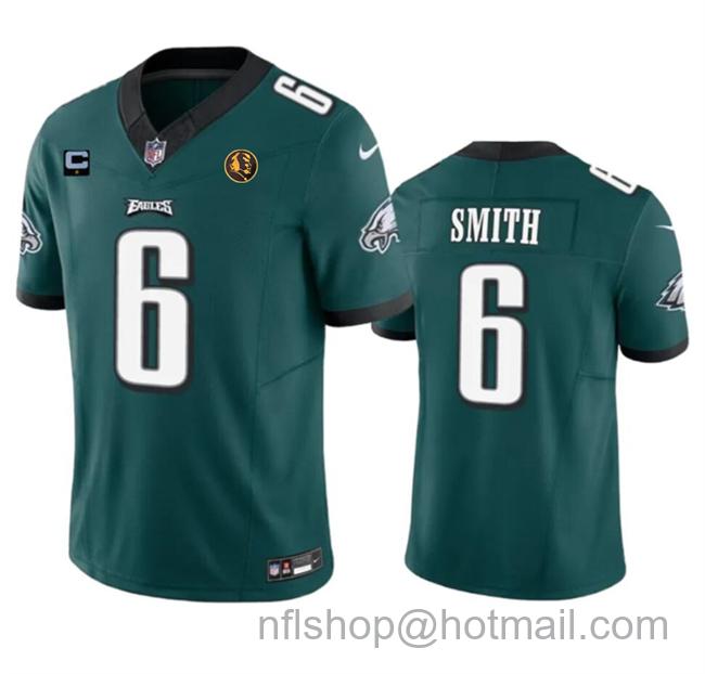 Men's Philadelphia Eagles #6 DeVonta Smith Green 2023 F.U.S.E. With 1-Star C Patch And John Madden Patch Vapor Limited Stitched Football Jersey